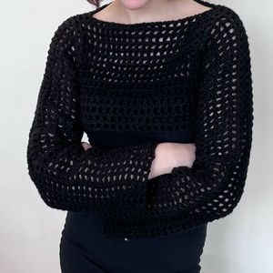 black crocheted bolero